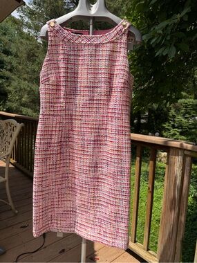 RSVP by Talbots Pink Multicolor Tweed Sheath Dress Sleeveless 12